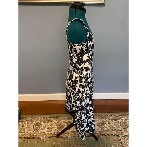 LOFT Petite Forget Me Not Ponte Seamed Flare Midi Sundress, size 0 - Picture 6 of 7